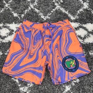 NWOT MTV Swirl Patterned Orange and Purple Sw Trunks Shorts